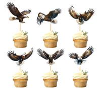 Blumomon 30 Pieces Eagle Cupcake Topper Jungle Safari Animals Cake Decoration Animal Figure Cake Topper Picks for Baby Shower Children's Birthday Party Supplies