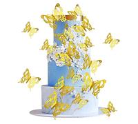 Blumomon 36Pcs Mixed Size Lively 3D Butterfly Cupcake Topper for Girls Women's Happy Birthday Wedding Party Cake Wall Party Food Decorations