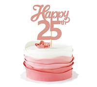 Blumomon 3Pcs Happy 25th Birthday Rose Gold Glitter Number 25th Cake Topper Cheers to 25th Birthday 25 Years Old Birthday Party Gift Decorations