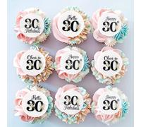 Blumomon 40 Pcs Edible 30th Birthday & Anniversary Cake Toppers - Gold