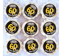 Blumomon 40Pcs Edible 60th Beer Happy Birthday Cupcake Toppers 60th Birthday Party Decorations Supplies Happy Birthday Party Cake Decorations