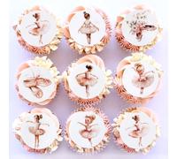 Blumomon 40Pcs Edible Ballerina Cupcake Toppers Ballet Girl Cupcake Toppers Ballet Edible Cupcake Decoration Picks for Ballerina Theme Baby Shower Girl Birthday Party Cake Decoration Supplies