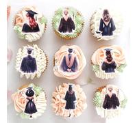 Blumomon 40Pcs Edible Graduation Gown Cupcake Toppers 2026 Graduation Party Decorations Supplies Congrats Grad Party Cake Decorations