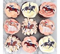 Blumomon 40Pcs Edible Horse Racing Cupcake Toppers Horse Riding Cake Decorations for Equestrian Themed Birthday, Baby Shower, Royal Ascot Cheltenham Festival Party Decorations