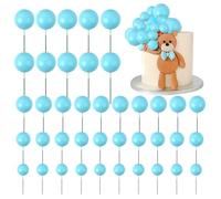 Blumomon 40Pcs Light Blue Balls Cake Topper DIY Cake Insert Toppers Ball Cake Picks Cupcake Topper for Birthday Party Baby Shower Wedding Cake Decoration