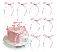 Blumomon 40Pcs Light Pink Bowknot Cake Toppers and Picks for Baby Shower, Kids Birthday, Wedding Party and Anniversary Celebrations