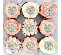 Blumomon 48pcs Pre-Cut Edible Back to School Cupcake Toppers Welcome The First Day of School Cupcake Decorations School Theme Party Cake Decorations Classroom Cake Topper Supplies