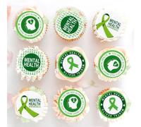 Blumomon 48pcs Pre-Cut Edible Mental Health Cupcake Toppers Fun Edible Cake Decorations for Charity Parties and Mental Health Awareness Events Perfectly Decorate Your Party