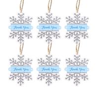Blumomon 50Pcs Snowflake Paper Tags Blue Glitter Snowflake Thank You Gift Tags with 66ft Cotton Rope for Winter Theme Party Favor
