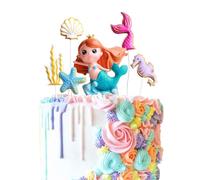 Blumomon 6pcs Mermaid Cake Toppers Mermaid Starfish Seaweed Seahorse Shell Mermaid Tail Cake Topper for DIY Cake Decoration Birthday Party Accessorie