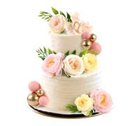 Blumomon Artificial Flowers Fake Flowers Cake Topper Pink Balls and Gold Balls DIY Cake Decoration Birthday Party Baby Shower Be Engaged Party Decorations Supplie
