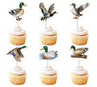 Blumomon Pack of 24 Wild Duck Cupcake Toppers Jungle Safari Animals Cake Decoration Animals Figure Cake Topper Picks for Baby Shower Children's Birthday Party Supplies