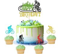 Blumomon Pack of 25 Bicycle Player Birthday Cake Decoration Coloured Bicycle Cake Decoration for Bicycle Competition Theme Bicycle Lovers Party Decoration Sports Party Decoration