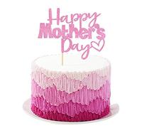 Blumomon Pink Glitter Happy Mothers Day Cake Topper Mothers Day Cake Decoration Mother Cake Picks for Mother's Day Party Cake Decorations 1Pc
