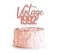Blumomon Vintage 1992 Cake Topper Glitter Happy 30th Birthday Cake Decoration for Hello 30 Cheers To 30 Funny 30 and Fabulous Wedding Anniversary Birthday Party Decoration Supplies Rose Gold