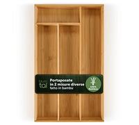 Blumtal Bamboo Cutlery Organiser - Cutlery Tray for Drawer with 4 Compartments - IKEA Maximera Large Fixed Cutlery Storage - 27 x 49 cm