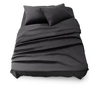 Blumtal Bedding 4 Piece Bed Sheet Set - Flat Sheet, Fitted Sheet with 2 Pillowcases for King Bed, Wrinkle Free Microfibre Fabric, Anthracite