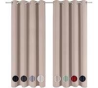 Blumtal Blackout Curtains - Set of 2 Eyelet Curtains - Easy Installation, Maximum Protection, Black Out for Bed and Living Room, Taupe, 140 x 145 cm (55″ x 57″)