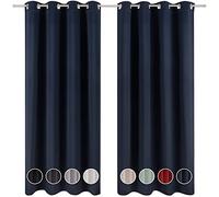 Blumtal Blackout Curtains - Set of 2 Eyelet Curtains - Easy Installation, Maximum Protection, Black Out for Bed and Living Room, Navy, 132 x 160 cm (52″ x 63″)