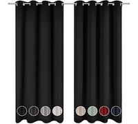Blumtal Blackout Curtains - Set of 2 Eyelet Curtains - Easy Installation, Maximum Protection, Black Out for Bed and Living Room, Black, 132 x 160 cm (52″ x 63″)