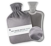 Blumtal Hot Water Bottles Frido - Super Soft Fleece Cover, Large Capacity, UK Testing Standards - Hot Water Bottle with Cover UK, Grey (1.8 Litre)