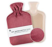 Blumtal Hot Water Bottles Frido - Super Soft Fleece Cover, Large Capacity, UK Testing Standards - Hot Water Bottle with Cover UK, Cedar Wood Red (1.8 Litre)