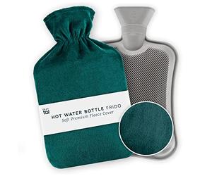 Blumtal Hot Water Bottles Frido - Super Soft Fleece Cover, Large Capacity, UK Testing Standards - Hot Water Bottle with Cover UK, Deep Teal Blue (1.8 Litre)