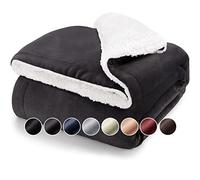 Blumtal Sherpa Fleece Blanket - Super Fluffy and Thick Throw Blanket for Bed and Sofas - Travel/Single, 150 x 130 cm, Anthracite