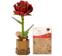Blumuze 3D Wooden Puzzles, Wooden Flower Bouquet for Adults,3D Jigsaw Puzzle Flowers Gifts for Women Mum Friend on Her Birthday, Christmas, Valentine's Day, Mother's Day, Wedding (Red Rose)