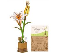 Blumuze 3D Wooden Puzzles, Wooden Flower Bouquet for Adults,3D Jigsaw Puzzle Flowers Gifts for Women Mum Friend on Her Birthday, Christmas, Valentine's Day, Mother's Day, Wedding (Lily)
