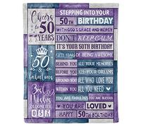 Blumuze 50th Birthday Gifts for Women, Personalised Fleece Blanket 1975 Gift for Her, 50 Year Old Presents for Women Mum Sister Friend, 50th Birthday Presents