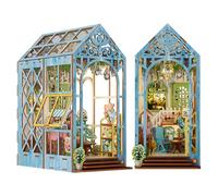 Blumuze Book Nook Kit,3D Wooden Puzzle DIY Miniature Dolls House for Adults,Booknook Bookend Bookshelf Decor with LED Light, Gifts for Family and Friends, Bookcase Decoration (Bloom House)