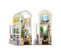 Blumuze Book Nook Kit,3D Wooden Puzzle DIY Miniature Dolls House for Adults,Booknook Bookend Bookshelf Decor with LED Light, Gifts for Family and Friends, Bookcase Decoration (Swing Garden)