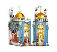 Blumuze Book Nook Kit,3D Wooden Puzzle DIY Miniature Dolls House for Adults,Booknook Bookend Bookshelf Decor with LED Light, Gifts for Family and Friends, Bookcase Decoration (Mosque)