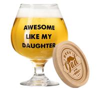 Blumuze Dad Gifts, 510ml Beer Glass with Coaster Birthday Gifts for Dad, Father Day Christmas Presents for Daddy from Daughter, Beer Gift for Men