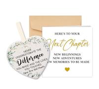 Blumuze Leaving Card with Ceramic Heart Plaque,Next Chapter Card with Envelope,Moving, Leaving or New Job Card for Colleagues Women,Retirement Leaving Gifts for Colleagues Women Men Friends
