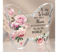 Blumuze Mum Gifts,Butterfly Shaped Acrylic Plaque Gifts for Mum,Mum Birthday Gifts from Daughter Son,Mothers Day Christmas Anniversary Wedding Gifts for Mum Presents for Mum Mummy