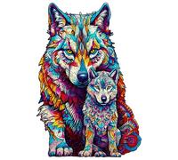 Blumuze Wooden Jigsaw Puzzle, Wolf Family, 160pcs-M-20.4cm, Unique Shape, Cartoon Style, 1 Set, 160 Pieces, 160 Items, All Ages