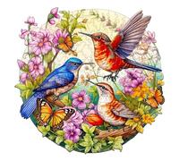 Blumuze Wooden Jigsaw Puzzles 100pcs, Birds and Butterflies Wooden Puzzles for Adults, Unique Shaped Animal Wood Puzzles, Wooden Animal Puzzles for Adults Kids with Wood Gift Box, S-8.4 * 8.2in