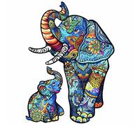 Blumuze Wooden Jigsaw Puzzles 600pcs, Elephant Family Wooden Puzzle for Adults, Unique Shaped Animal Wood Puzzles for Adults Kids with Wood Gift Box,XL-63.7 * 45.5cm