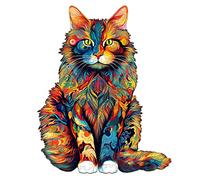 Blumuze Wooden Jigsaw Puzzles, Maine Coon Cat Wooden Puzzles for Adults, Unique Shaped Animal Wood Puzzles, Wooden Animal Puzzles for Adults and Kids with Wood Gift Box, 190pcs-M-29.7 * 23.8cm