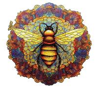 Blumuze Wooden Jigsaw Puzzles, Mandala Bee Wooden Puzzles for Adults, Unique Shaped Animal Wood Puzzles, Wooden Animal Puzzles for Adults Kids with Wood Gift Box,300pcs-L-35 * 34.8cm