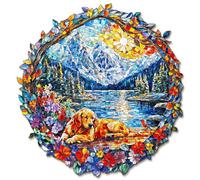 Blumuze Wooden Puzzle, Dogs and Snow Mountain Wooden Jigsaw Puzzles For Adults, Unique Shaped Animal Wood Puzzles For Adults Kids With Wood Gift Box 186pcs-M-29 * 27.8 cm