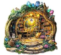 Blumuze Wooden Puzzle, Forest Mushroom House Wooden Jigsaw Puzzles For Adults, Unique Shaped Animal Wood Puzzles For Adults Kids With Wood Gift Box 95pcs-S-21.5 * 21.2 cm
