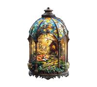 Blumuze Wooden Puzzle, Lantern Fox Wooden Jigsaw Puzzles For Adults, Unique Shaped Animal Wood Puzzles For Adults With Wood Gift Box 100pcs-S-24.8 * 14.5cm