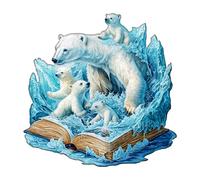 Blumuze Wooden Puzzle, Polar Bears Story Wooden Jigsaw Puzzles For Adults, Unique Shaped Animal Wood Puzzles For Adults Kids With Wood Gift Box 180pcs-M-29 * 29cm