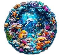 Blumuze Wooden Puzzle, Sea World Wooden Jigsaw Puzzles For Adults, Unique Shaped Animal Wood Puzzles For Adults Kids With Wood Gift Box 190pcs-M-29 * 29 cm
