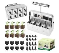 BlumWay Upgraded Soil Blocker, 8 Cell Seed Blocker 2 inch Quad Soil Block Maker Manual with 3 Types of Seed Pins,Hand-held Soil Blocking Tool for Seed Stater Tray Outdoor Plants