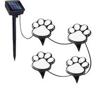 Blunem Paw Print Solar Lights - Outdoor Garden Decoration Waterproof, Cat Dog Animal Set (4), Pet Cemetery, Grave Memorial, Gifts for Pet Lovers (Cool White)