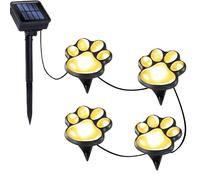 Blunem Paw Print Solar Lights - Outdoor Garden Decoration Waterproof, Cat Dog Animal Set (4), Pet Cemetery, Grave Memorial, Gifts for Pet Lovers (Warm White)